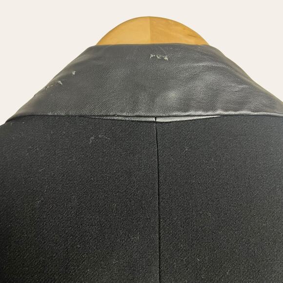 Waverly Grey Hudson Black Leather Trim Single Breasted Car Coat Size M - Picture 8 of 11